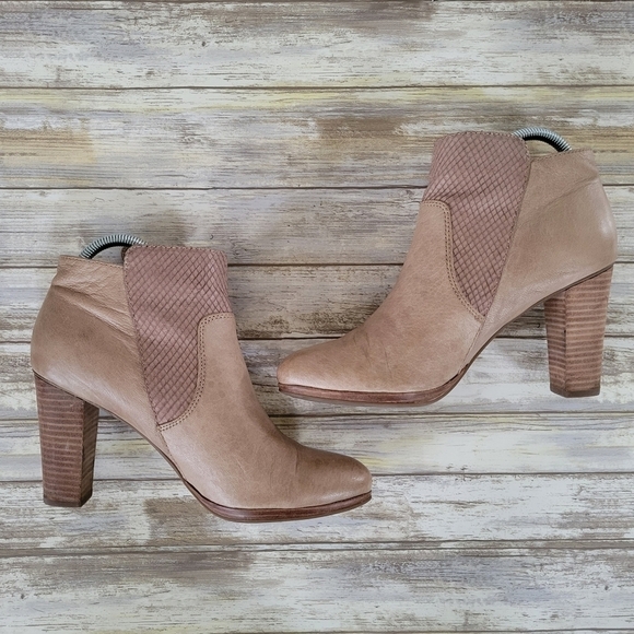 Geox Respira Kali Leather Block Heel Side Zip Boots EUR Size 41/US 10-10.5 Sand - Picture 3 of 12